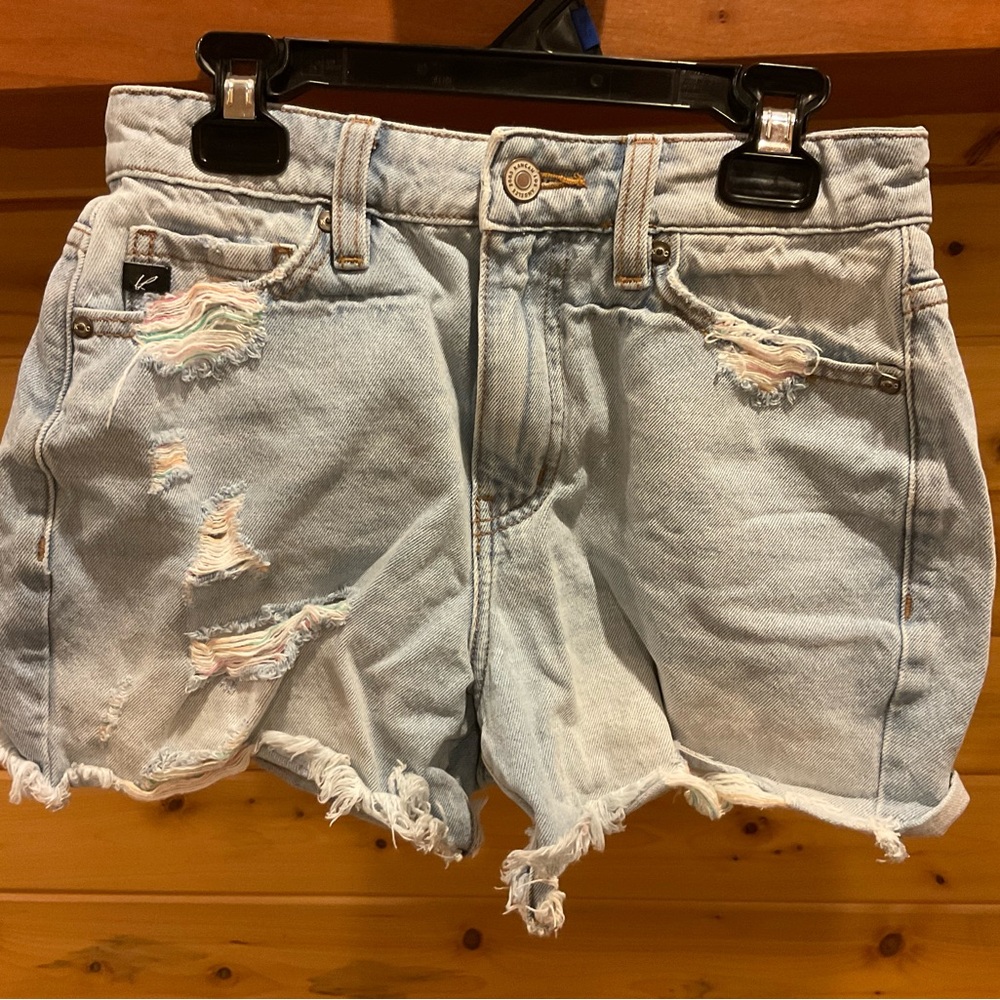 KanCan Distressed Light Blue Denim Shorts